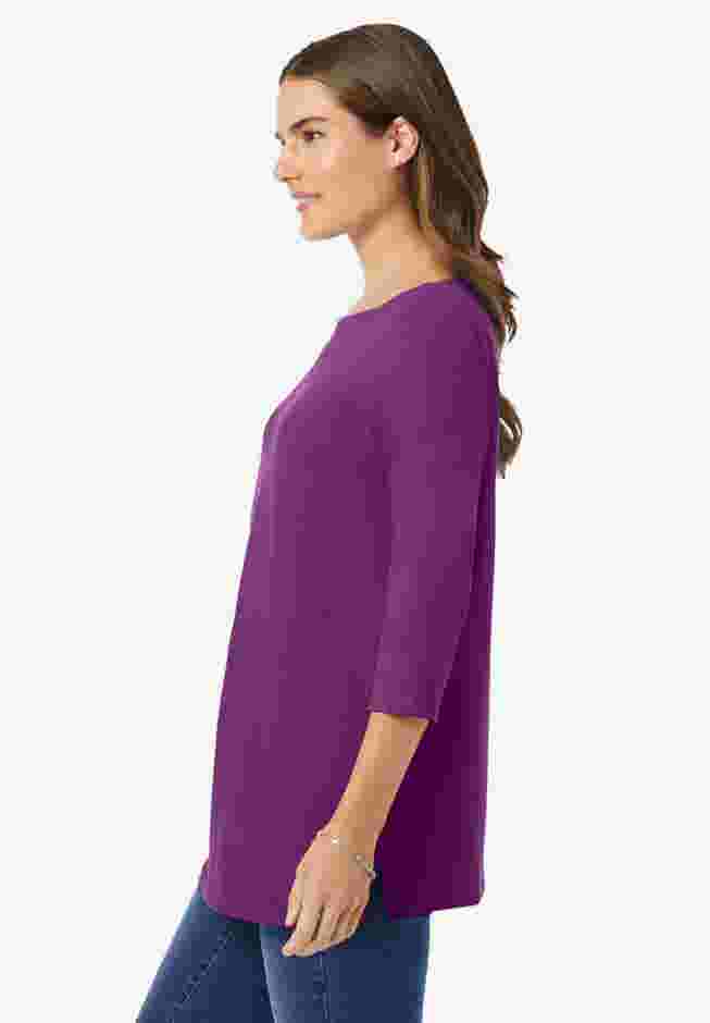 Perfect Three-Quarter Sleeve Boatneck Tee image number 2