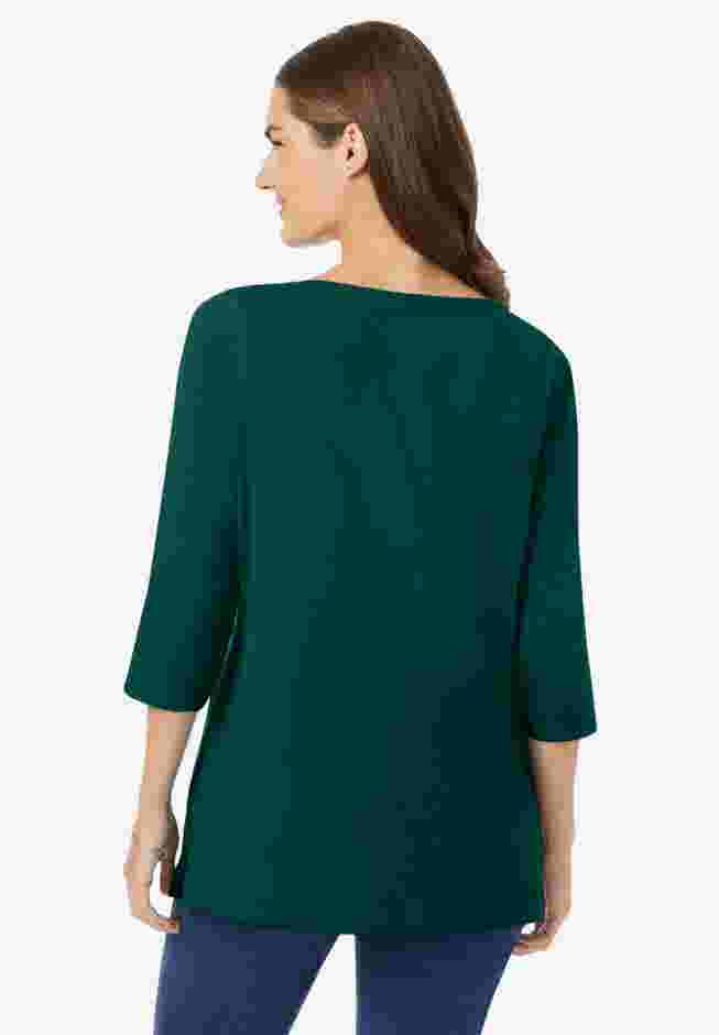 Perfect Three-Quarter Sleeve Boatneck Tee image number 1