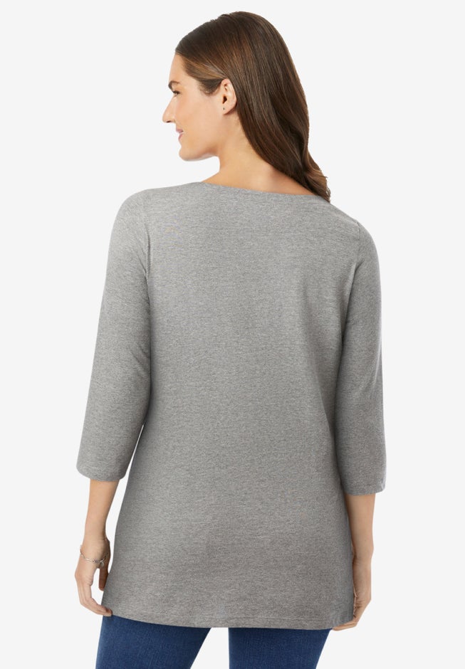 Perfect Three-Quarter Sleeve Boatneck Tee image number 1