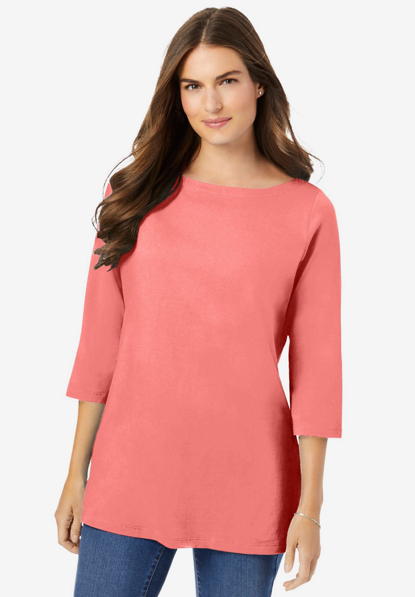 Perfect Three-Quarter Sleeve Boatneck Tee image number 0