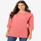 Perfect Three-Quarter Sleeve Boatneck Tee image number null