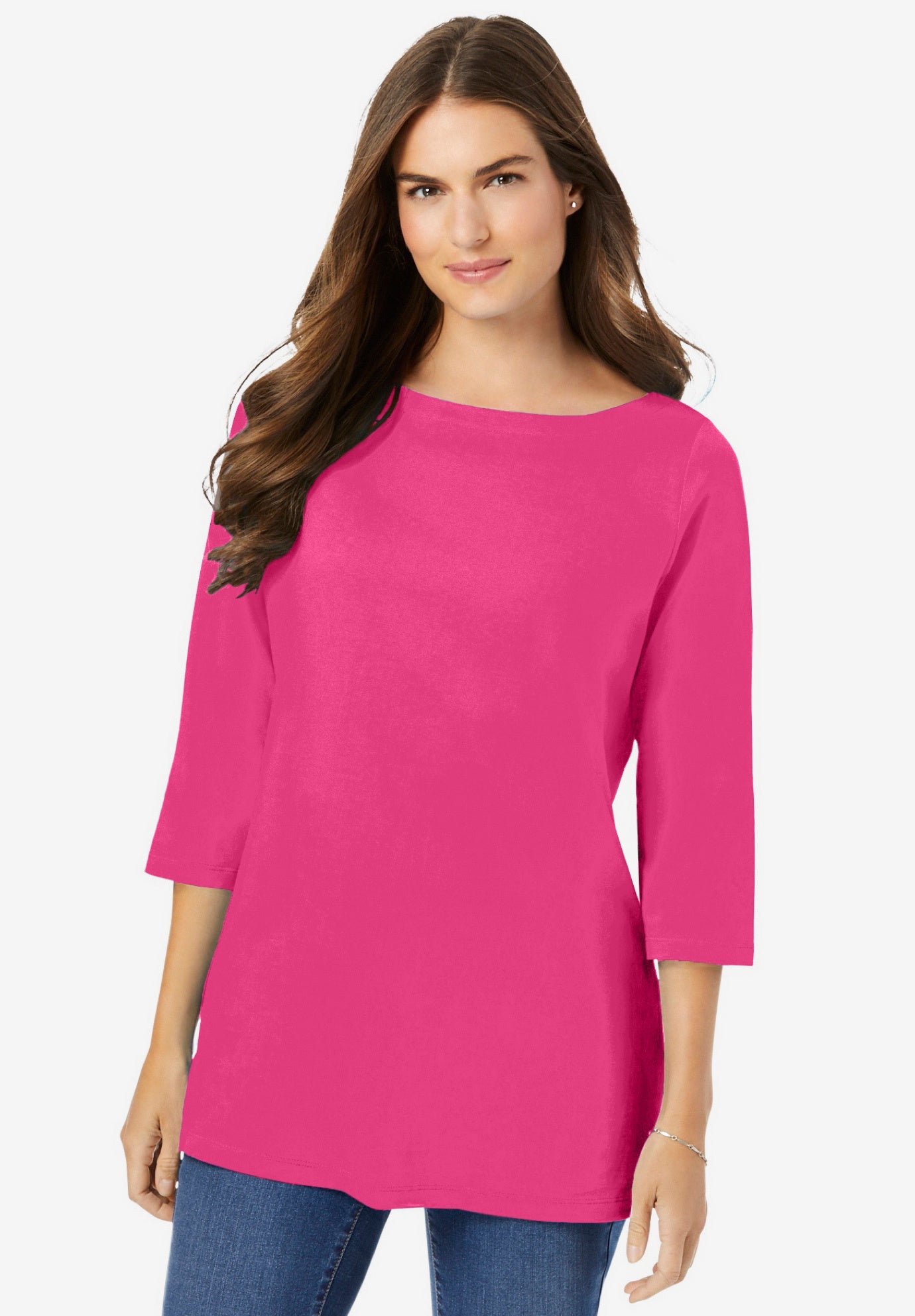 Perfect Three-Quarter Sleeve Boatneck Tee image number 0