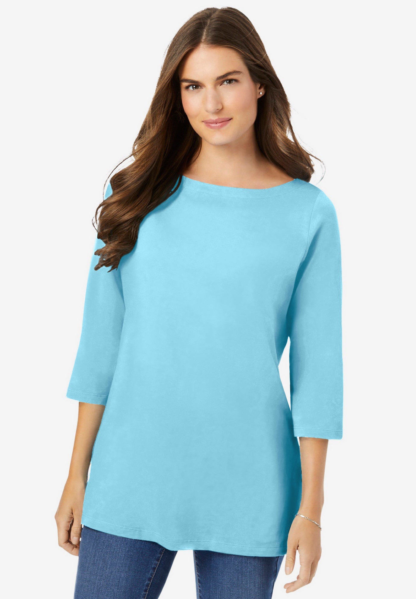 Perfect Three-Quarter Sleeve Boatneck Tee image number 0