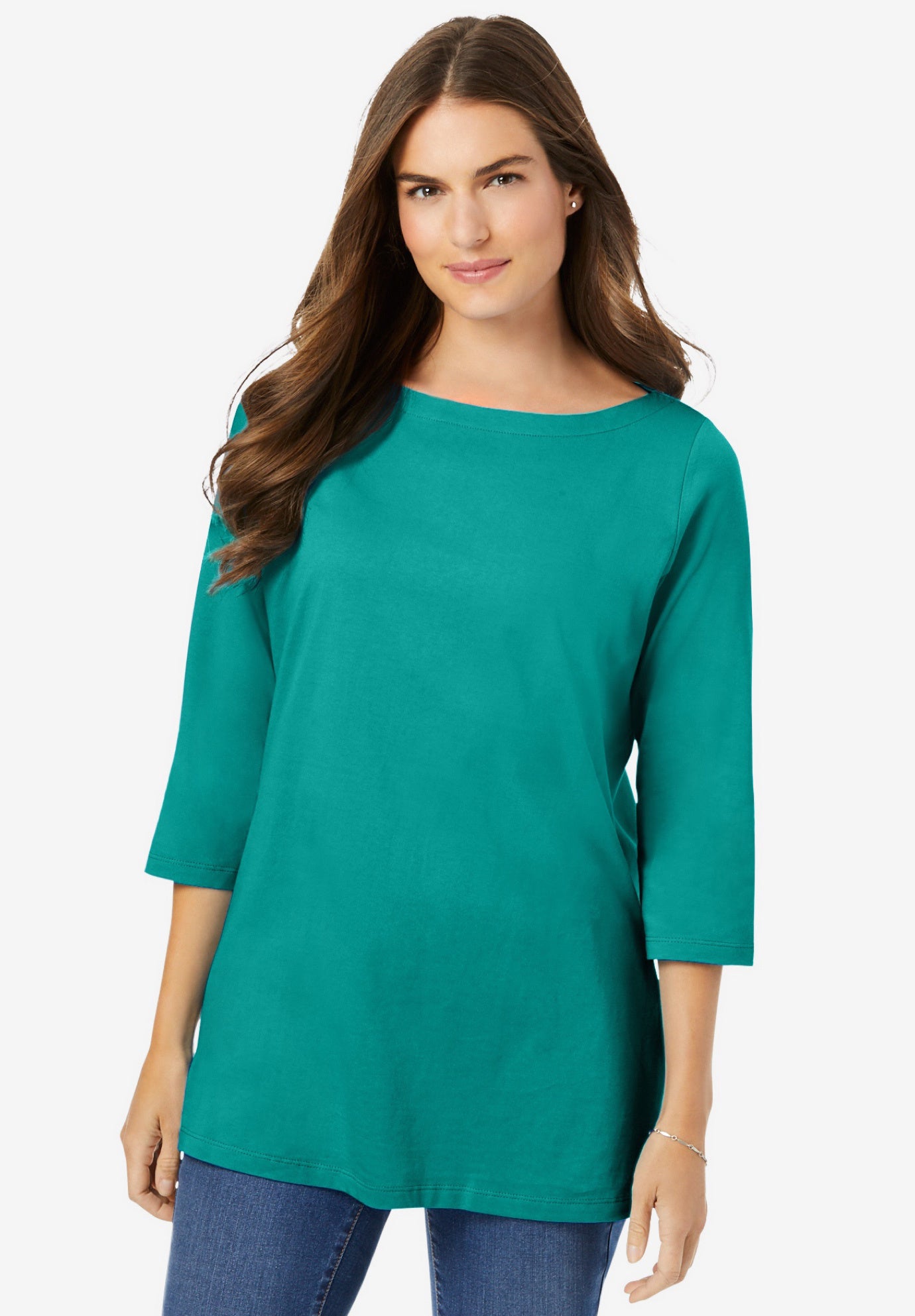Perfect Three-Quarter Sleeve Boatneck Tee image number 0