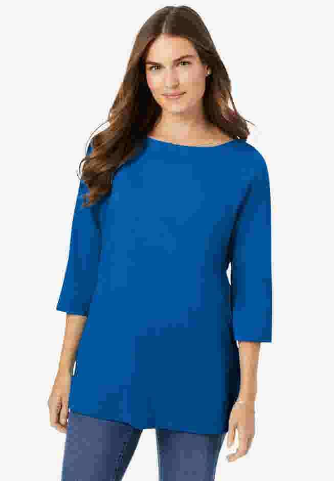 Perfect Three-Quarter Sleeve Boatneck Tee image number 0