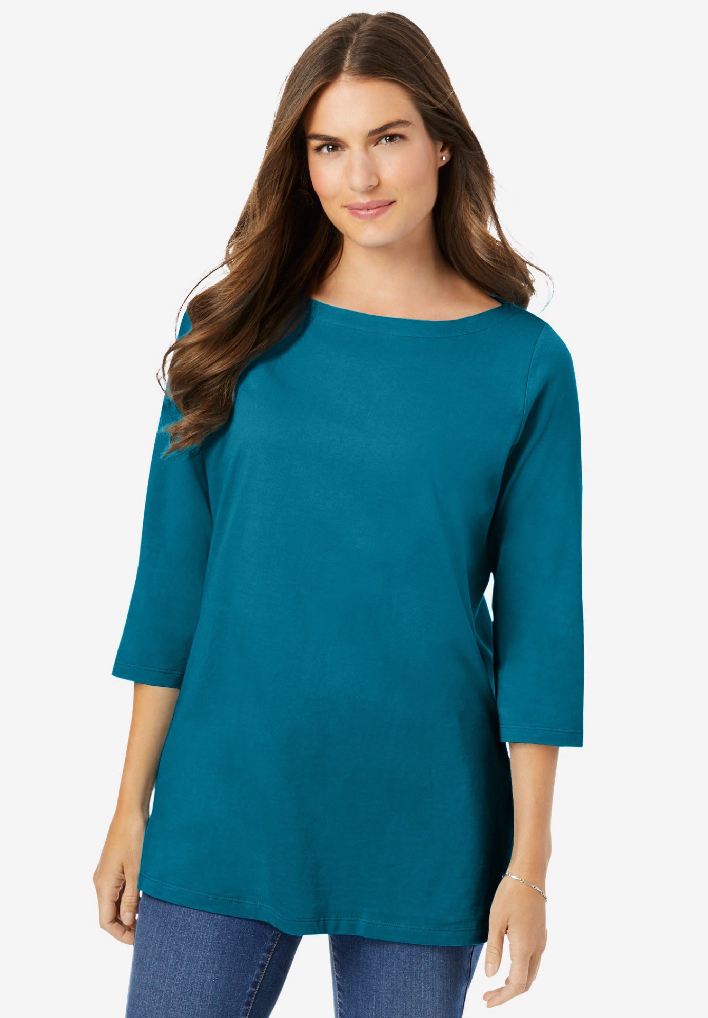 Perfect Three-Quarter Sleeve Boatneck Tee image number 0