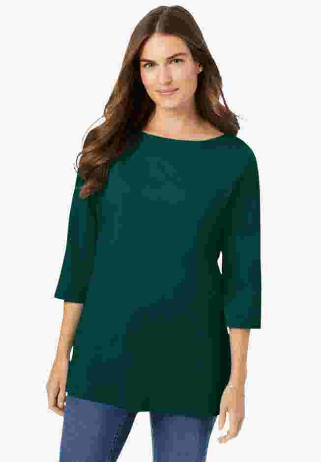 Perfect Three-Quarter Sleeve Boatneck Tee image number 0