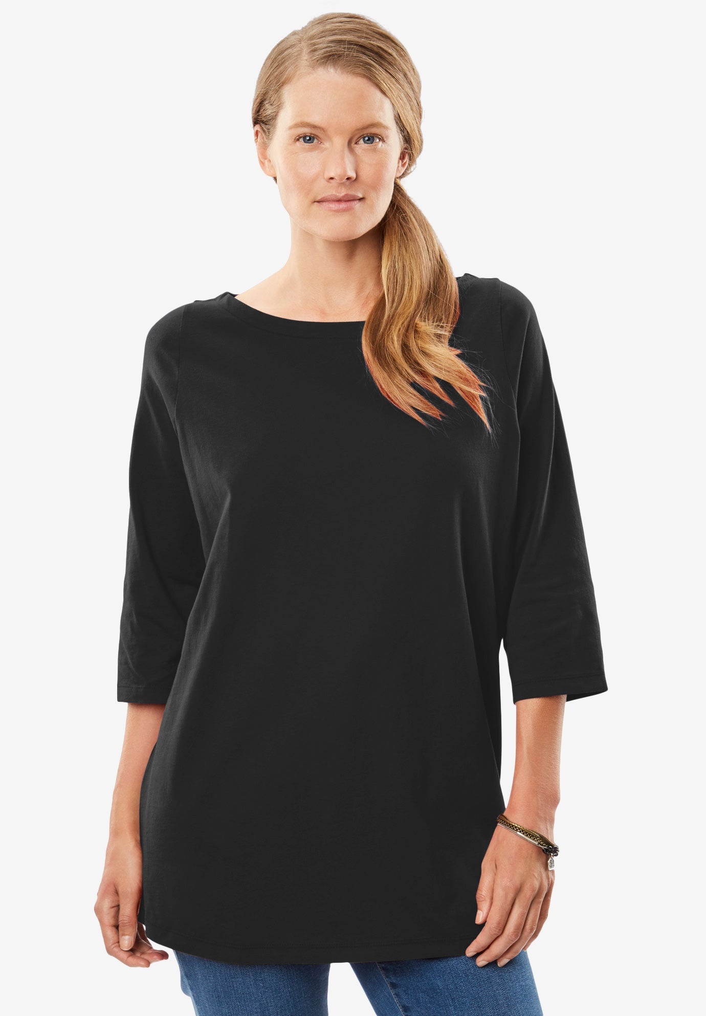 Perfect Three-Quarter Sleeve Boatneck Tee image number 0