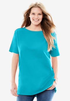 Perfect Short-Sleeve Boatneck Tunic
