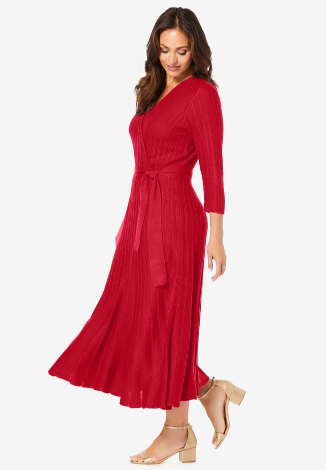 Pullover Wrap Sweater Dress image number 1