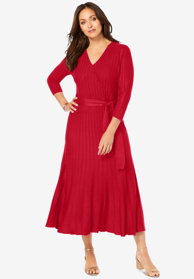 Pullover Wrap Sweater Dress image number 0