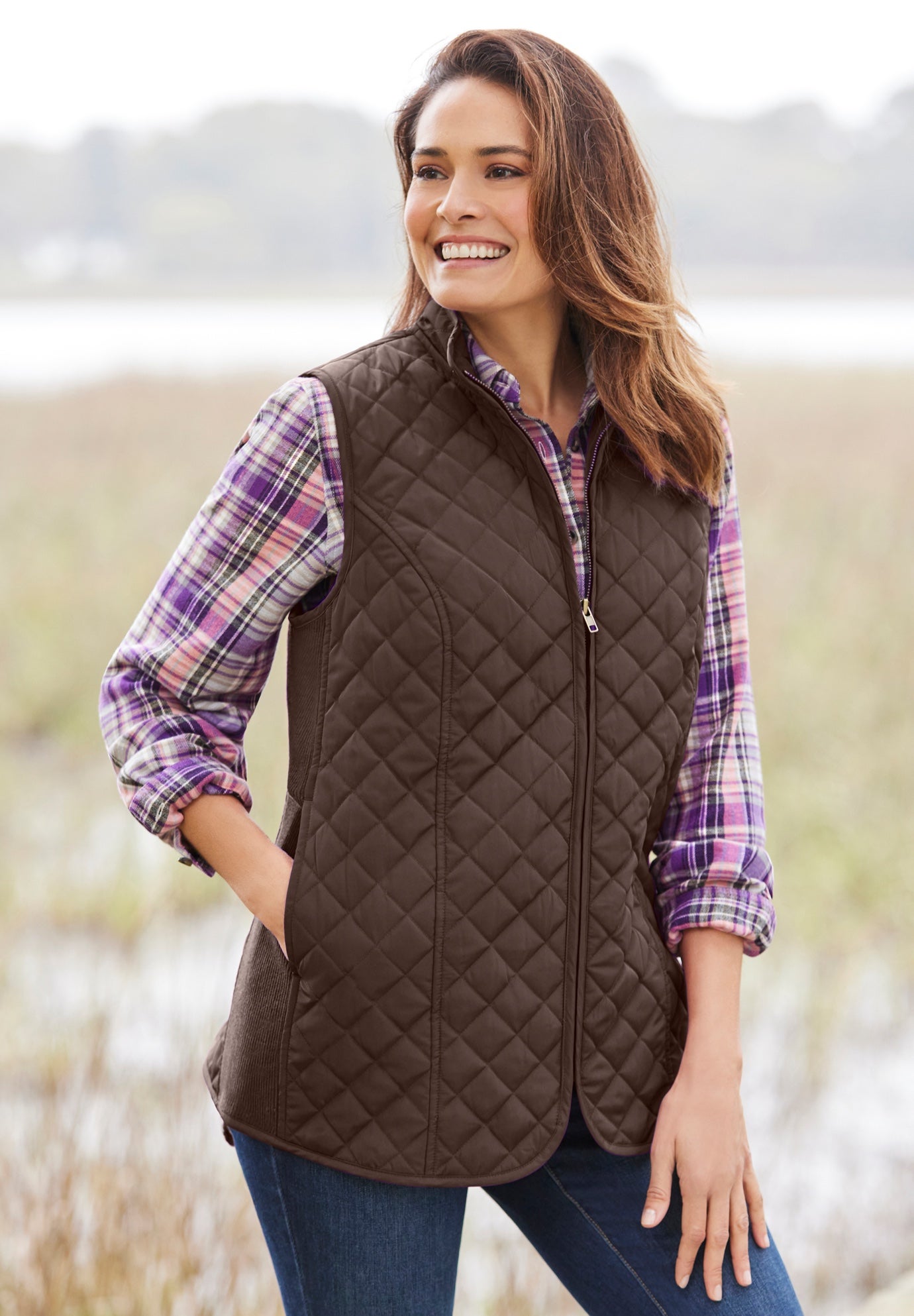 Zip-Front Quilted Vest image number 0