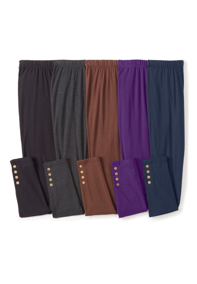 Stretch Cotton Snap-Trim Legging image number 4