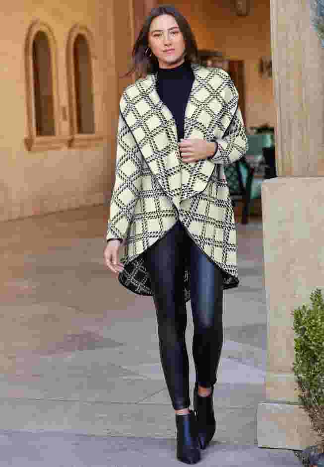 Faux Leather-Trim Sweater image number 0