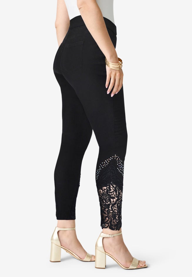 Plus Size 360&deg; Stretch Lace Applique Jean image number 2