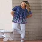 Short-Sleeve Pintucked Henley Tunic image number null