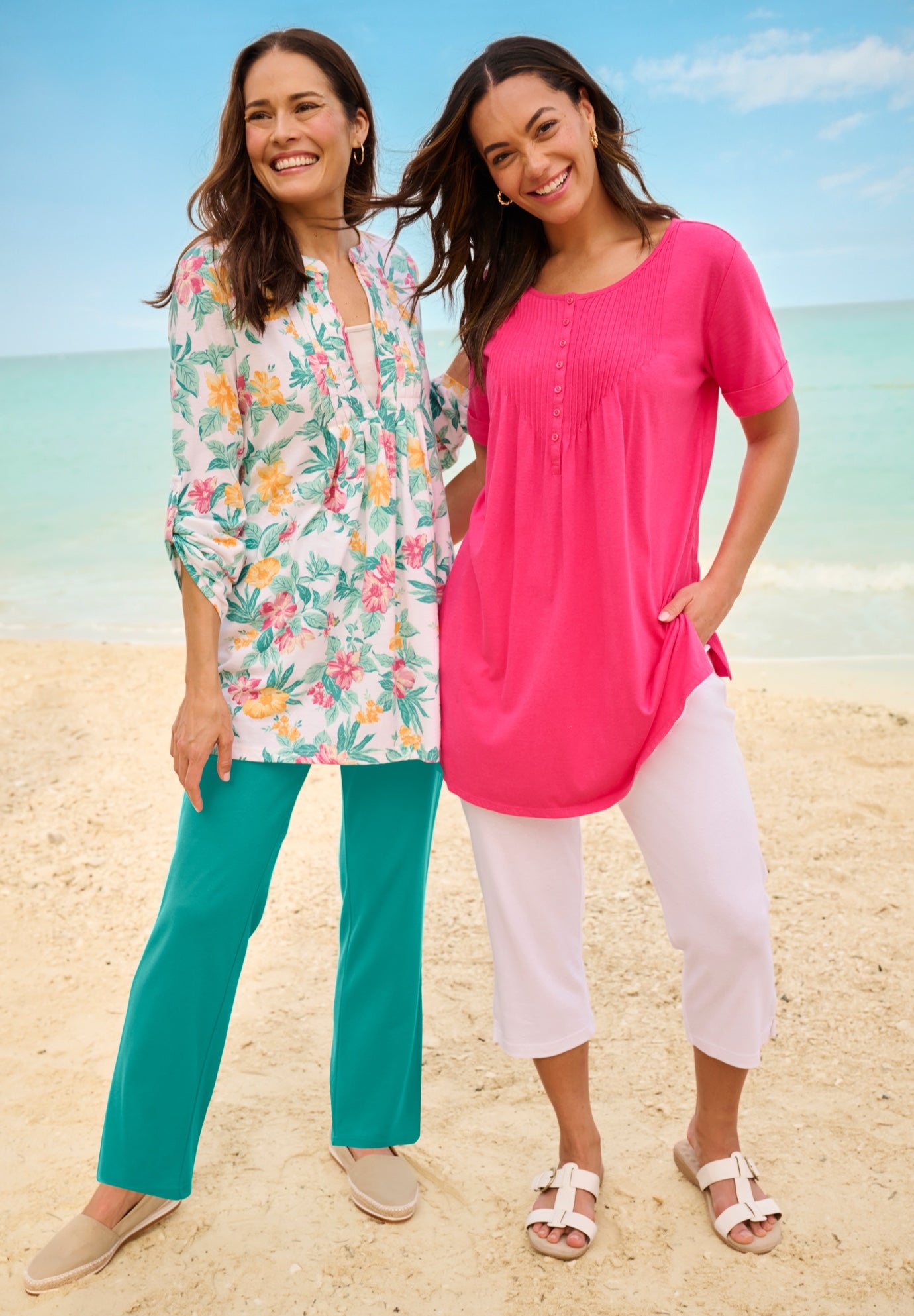 Short-Sleeve Pintucked Henley Tunic image number 4