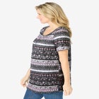 Short-Sleeve Pintucked Henley Tunic image number null
