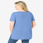 Short-Sleeve Pintucked Henley Tunic image number null