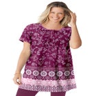 Short-Sleeve Pintucked Henley Tunic image number null