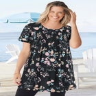 Short-Sleeve Pintucked Henley Tunic image number null