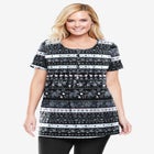 Short-Sleeve Pintucked Henley Tunic image number null