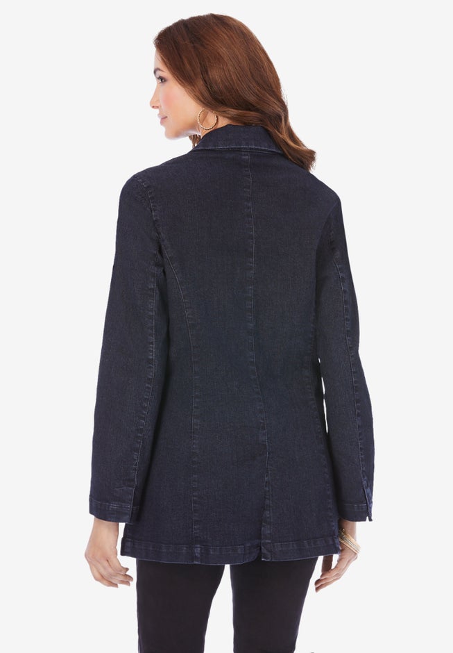 Plus Size Denim Boyfriend Blazer image number 1