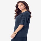 Ultrasmooth&reg; Fabric V Neck Tee with Chain Detail image number null