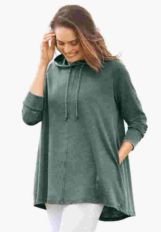 Pleat-Back Swing Hoodie Sweatshirt image number 4