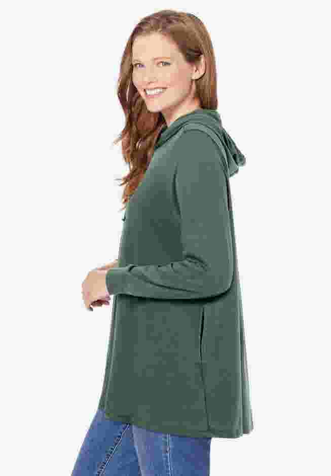 Pleat-Back Swing Hoodie Sweatshirt image number 2