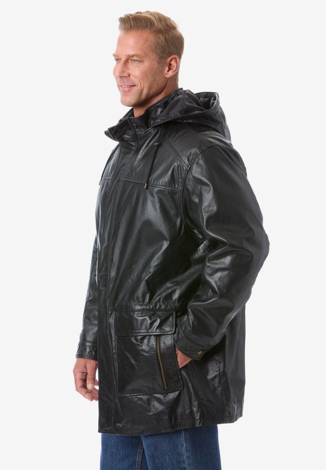 Hooded Leather Parka image number 2