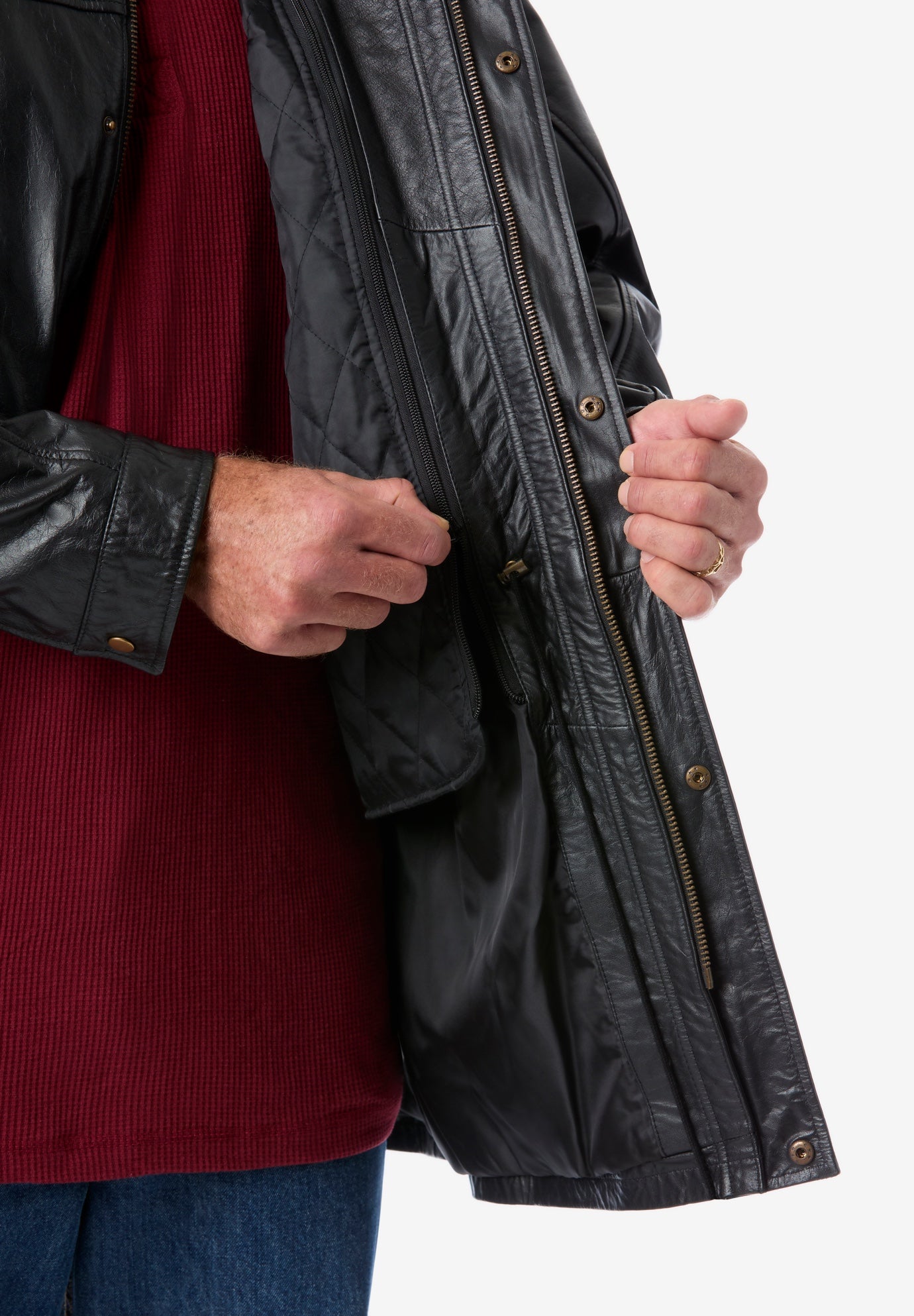 Hooded Leather Parka image number 3