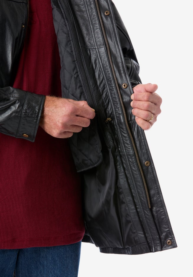 Hooded Leather Parka image number 3