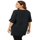 Perfect Roll-Tab-Sleeve Notch-Neck Tunic image number null