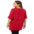 Perfect Roll-Tab-Sleeve Notch-Neck Tunic image number 1