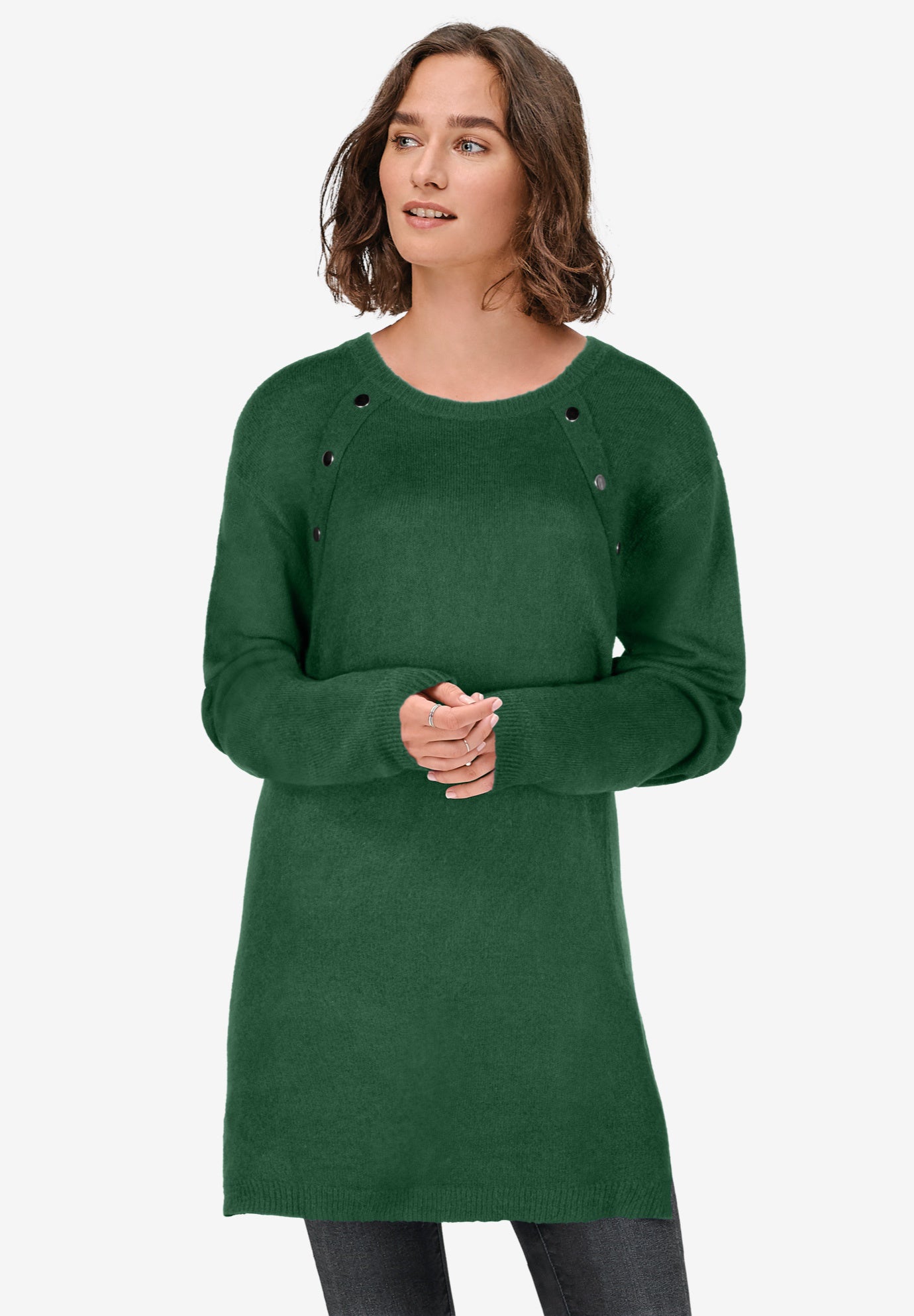 Button-Trim Sweater Tunic image number 0