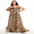 Ruffled Metallic Maxi Dress image number null