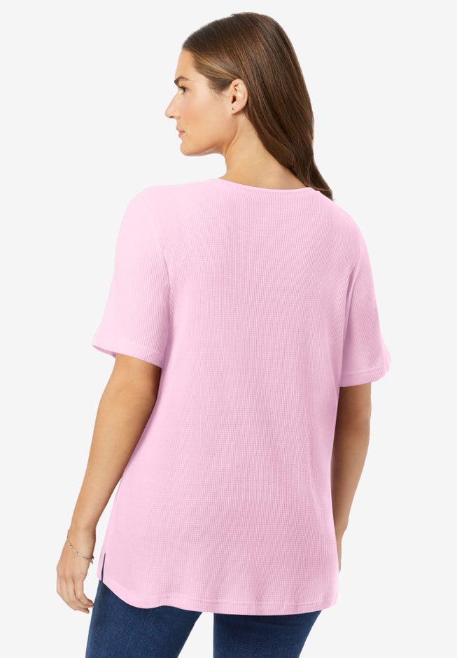 Waffle Thermal Satin Trim Tee image number 1