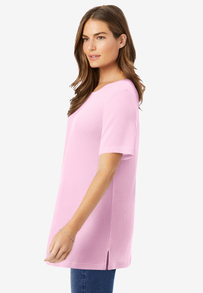 Waffle Thermal Satin Trim Tee image number 2