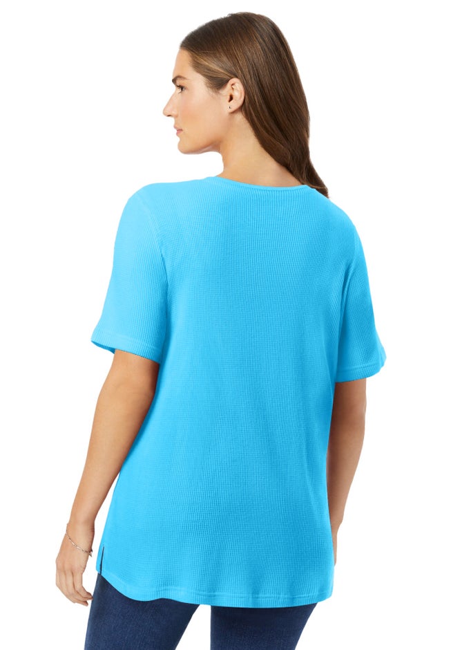 Waffle Thermal Satin Trim Tee image number 1