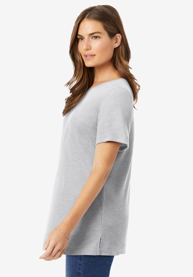 Waffle Thermal Satin Trim Tee image number 2