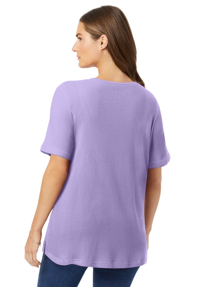 Waffle Thermal Satin Trim Tee image number 1