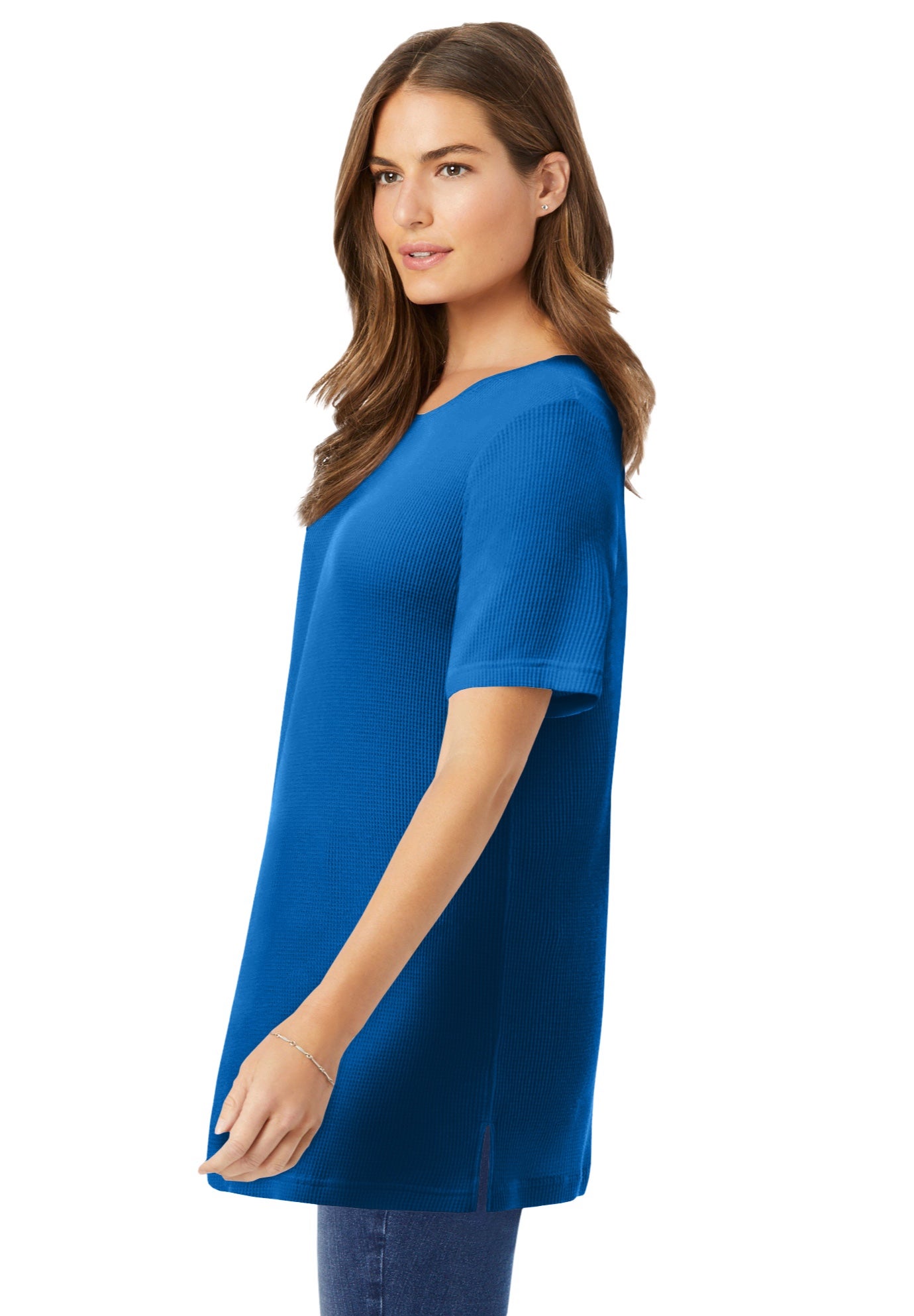 Waffle Thermal Satin Trim Tee image number 2