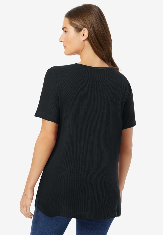Waffle Thermal Satin Trim Tee image number 1