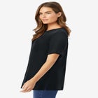 Waffle Thermal Satin Trim Tee image number null