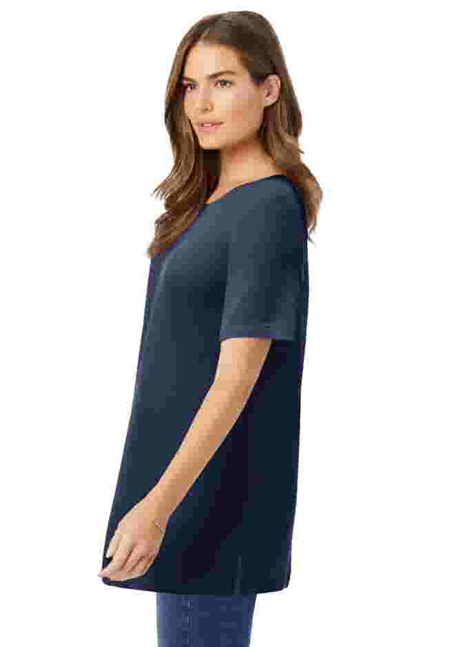 Waffle Thermal Satin Trim Tee image number 2