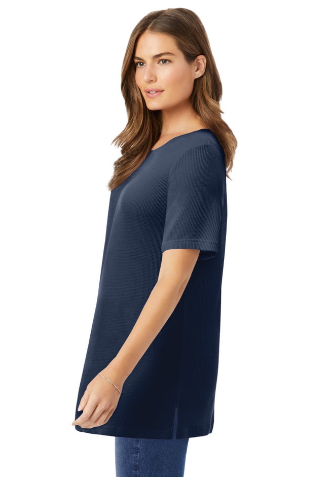 Waffle Thermal Satin Trim Tee image number 2