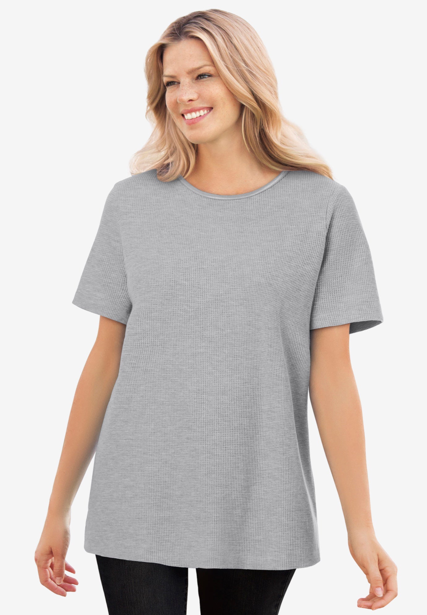 Waffle Thermal Satin Trim Tee image number 0