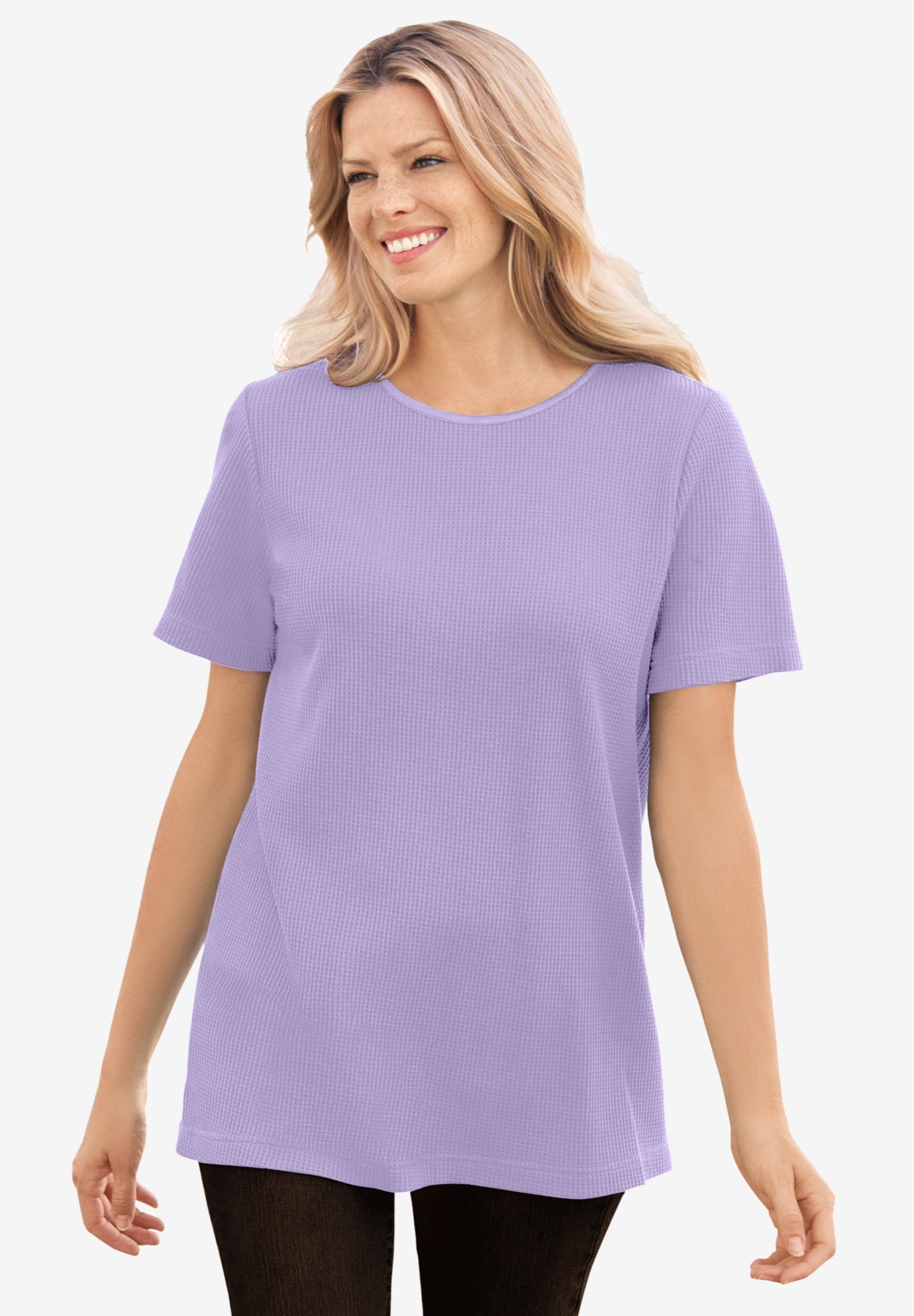 Waffle Thermal Satin Trim Tee image number 0