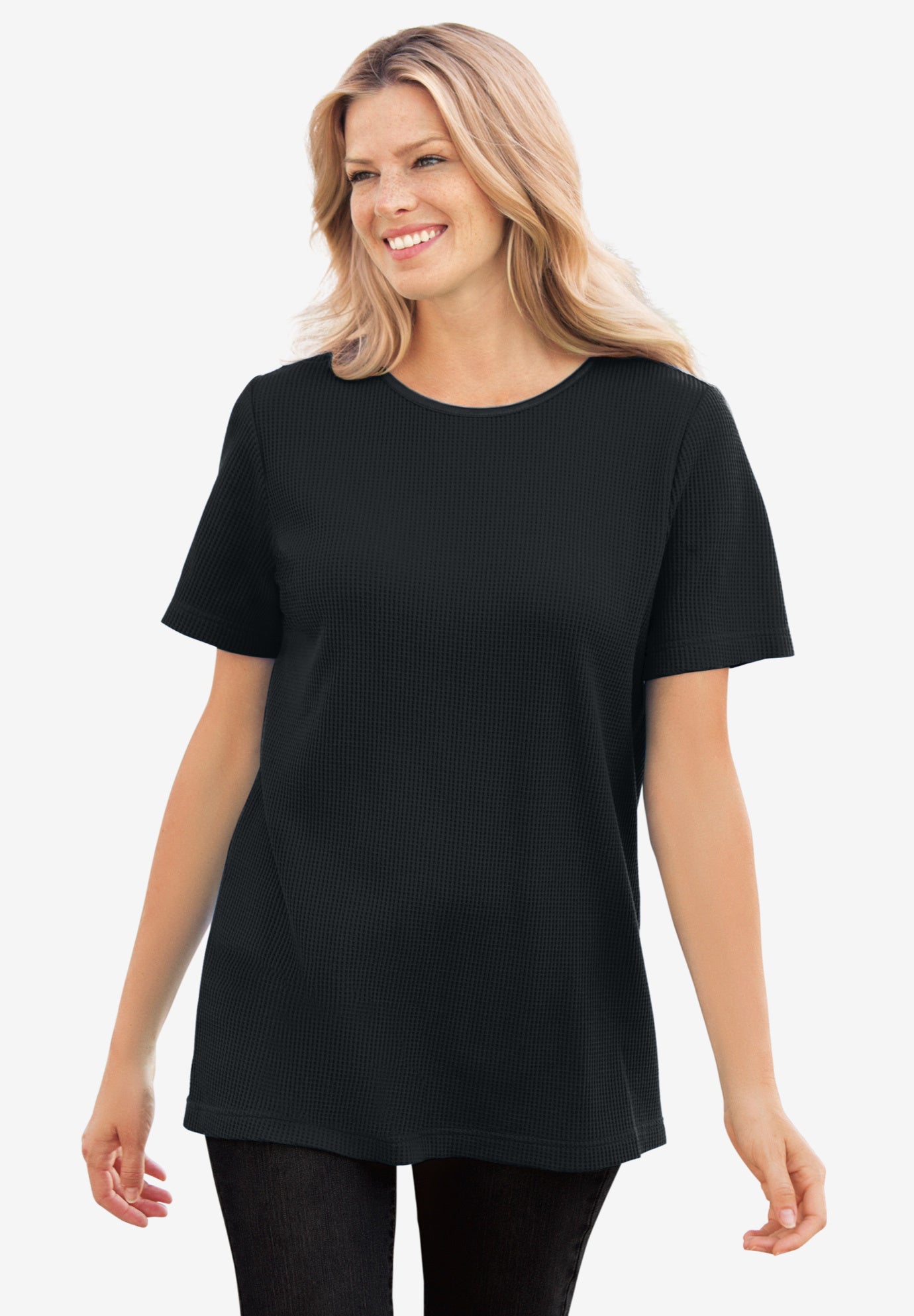 Waffle Thermal Satin Trim Tee image number 0